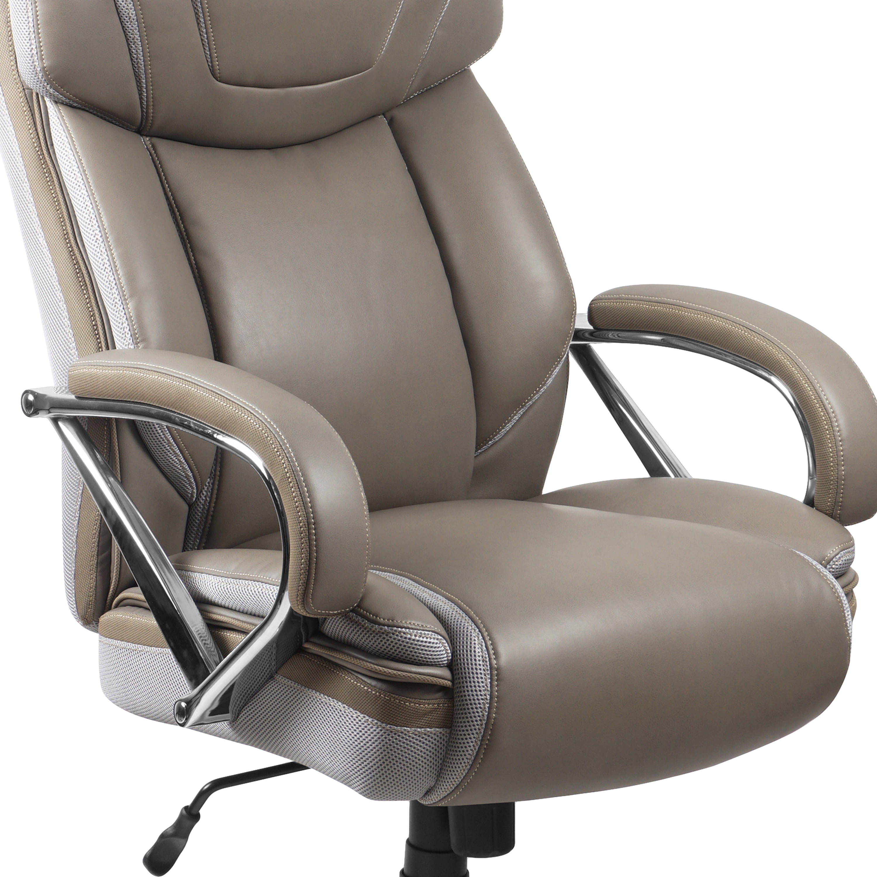 BizChair Big & Tall 500 lb. Rated Taupe LeatherSoft Executive Swivel Ergonomic Office Chair with Extra Wide Seat