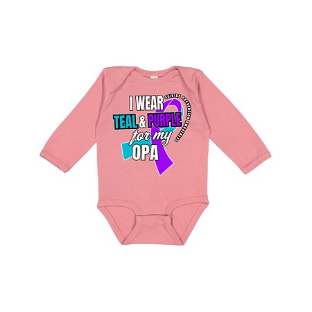 

Inktastic Suicide Prevention I Wear Teal and Purple for My Opa Gift Baby Boy or Baby Girl Long Sleeve Bodysuit