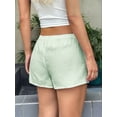 thumbnail image 4 of Women'S Striped Print Drawstring Elastic Waist Shorts Casual Wide Leg Low Rise Summer Boxer Shorts Light Green S, 4 of 5