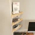 thumbnail image 2 of Edis Corner Shelf Wall Mount, Set of 3 Floating Shelves for Storage and Display, Natural Oak Finish Wood Shelves for Bedroom, Kitchen, Living Room and Office Natural Oak Finish, 2 of 7