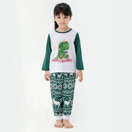 

Blueek Parent-Child Warm Christmas Set Printed Home Wear Pajamas Two-Piece Kid Set