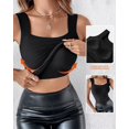 thumbnail image 2 of Camisetas sin mangas CHICME para mujer, altas, elásticas, ajustadas, color café, 2 of 8