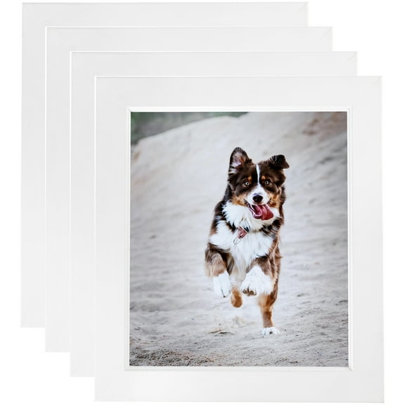 ArtToFrames 8" x 14" Contemporary White with Lip Picture Frame, 8.5x14 inch White Wood Poster Frame (WOM-2032), 4 Pack