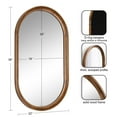 thumbnail image 3 of Kate and Laurel Hatherleigh Modern Farmhouse Rounded Oval Wooden Capsule Wall Mirror, 22 x 38, Rustic Brown, Decorative Wood Pill Mirror for Use in Bathroom, Entryway, or Bedroom, 3 of 8
