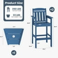 thumbnail image 5 of Tall Adirondack Chairs Set of 2, HDPE Bar Height Patio Bar Stools w/ Connecting Tray & Umbrella Hole, All-Weather Outdoor Seating for Poolside, Balcony, Backyard, 5 of 8