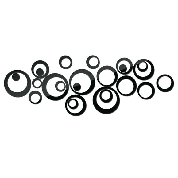 Injueey 24 piezas 3D espejo acrílico pegatina de pared decoración práctica para sala de estar o dormitorio Decoración del hogar Negro+24 piezas