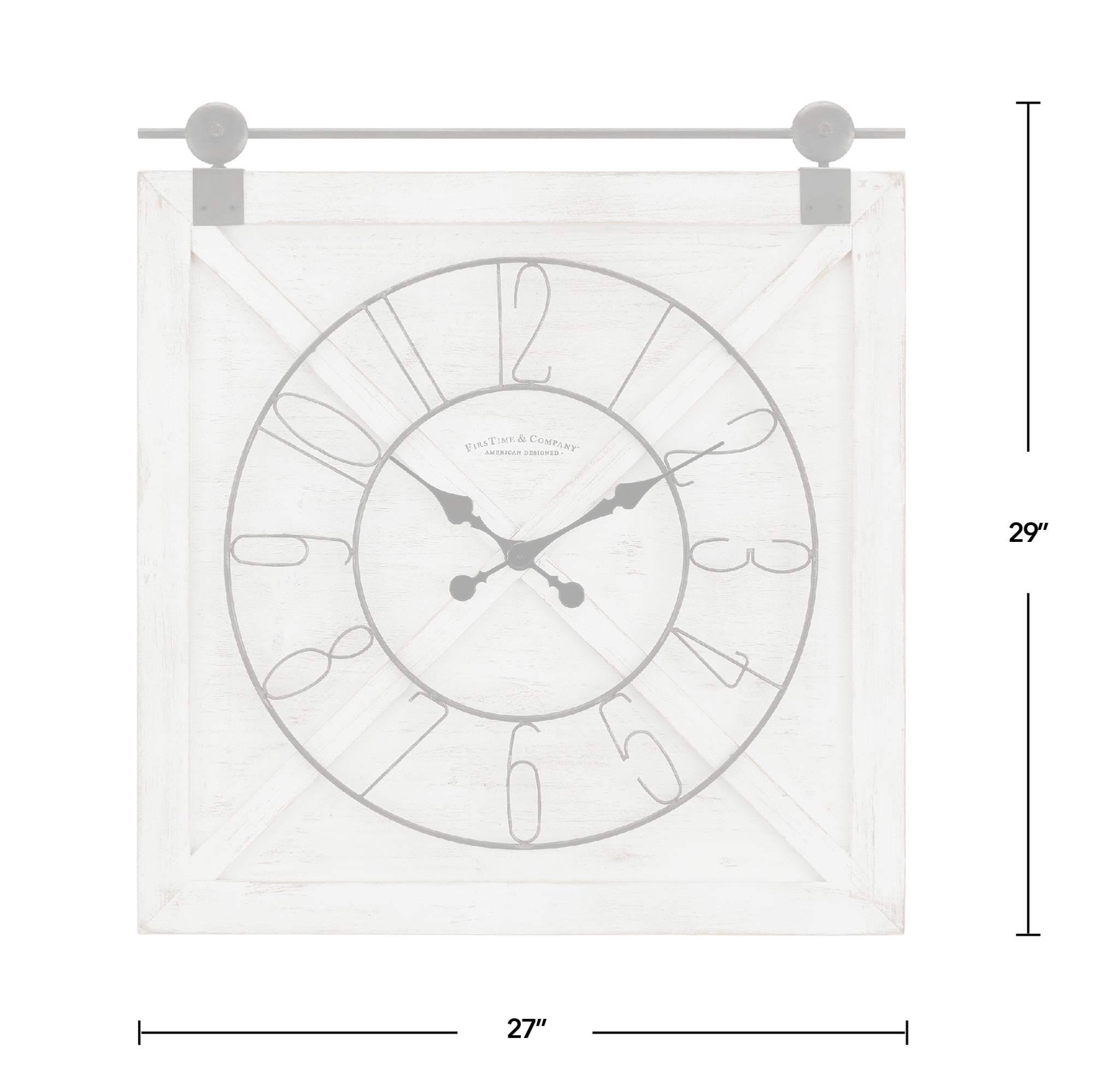 FirsTime & Co. White Farmstead Barn Door Wall Clock, Farmhouse, Analog, 27 x 2 x 29 in