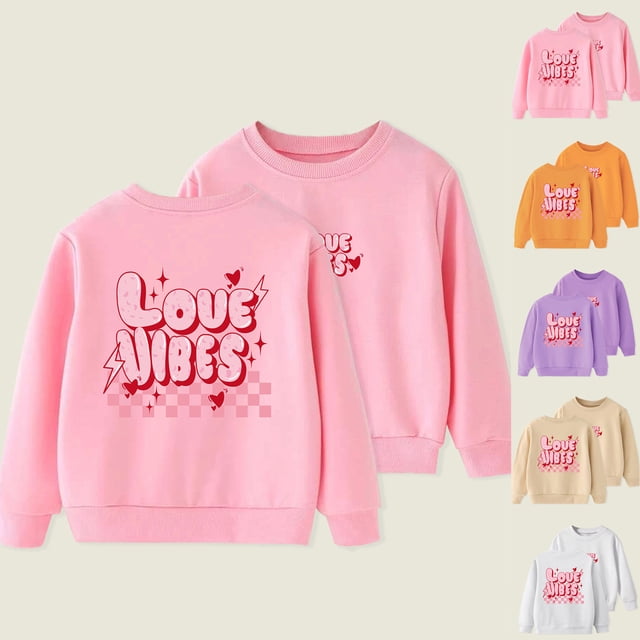 QIPOPIQ Chandails Molletonnés à Col Rond pour Filles et Tout-Petits Taille 3-14 Ans Vêtements pour Enfants Liquidation