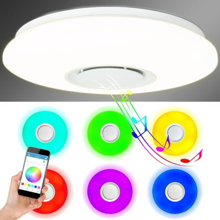 Best Choice Products Ceiling Light w/ App Controlled Speakers, Sound, Alarm, and Changing Light (Best Price Shopping App)