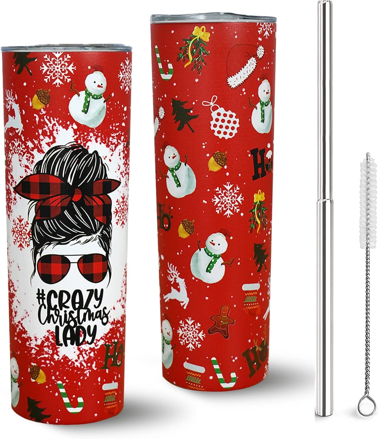 Merry Christmas Tumbler with Straw - Winter Tumbler Christmas Gift For Her  - Funny Tumbler for Holiday Gift For Her- Chr