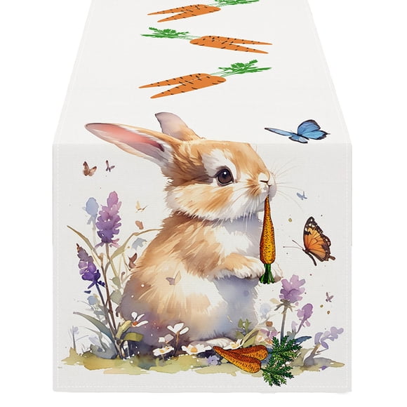 Chemin de Table de Pâques Motif Oeuf de Pâques Papillon 13X72 Pouces Chemin de Table en Polyester pour Fête des Fêtes Cuisine Déco Maison