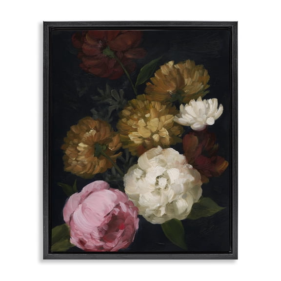 Stupell Industries French Country Mixed Carnations Bouquet Black Floating Frame Canvas Art, 17 x 21, by Grace Popp