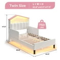 thumbnail image 2 of Afuhokles Twin Size Bed Frame with LED Lights and Charging Station, Velvet Upholstered Platform Bed with Safety Guardrail,Headboard, Pink, 2 of 8