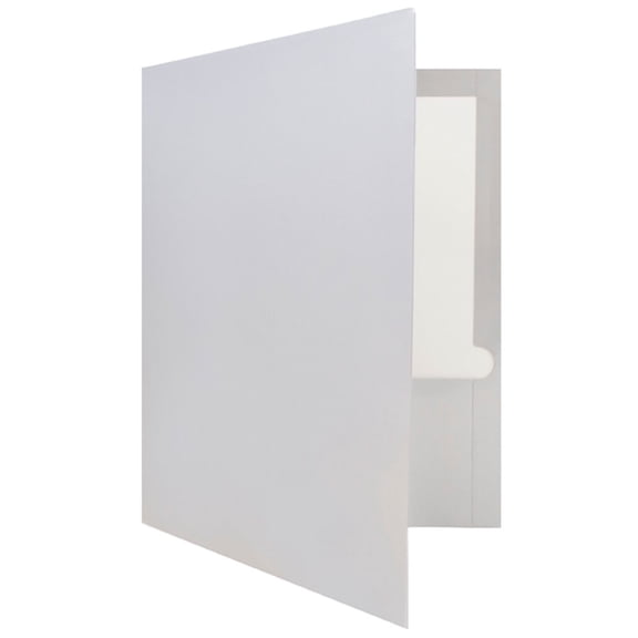 JAM Paper Laminated Two Pocket Glossy Folders, Silver, Bulk 25 per Pack