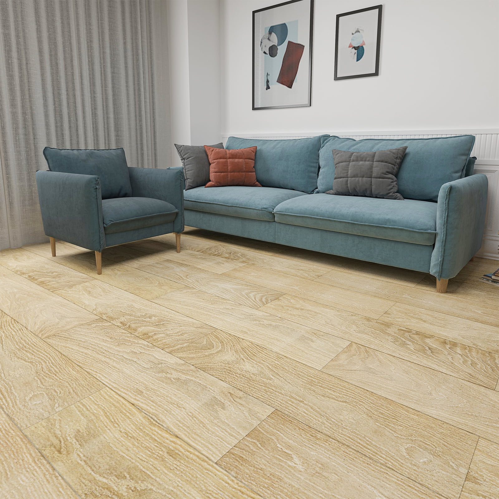 Art3d Vinyl Wood Plank 36" x 6" 36 Packs Self-adhesive Peel and Stick Flooring Tiles-Willow wood