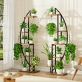 thumbnail image 4 of BECOKOME Plant Stand Indoor with Grow Lights, 6 Tier 63'' Tall Corner Plant Stand, 2 Pack Half Moon Metal Plant Shelf with Hooks for Home Living Room Patio, 4 of 8