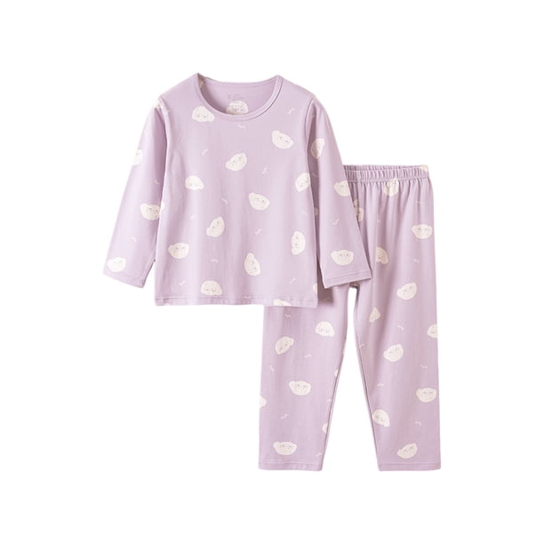 Gibobby Conjunto para bebé y niño Pijamas para bebés y niñas pequeñas, estampados de animados, ropa de dormir para niños, conjuntos de pantalones superiores(Morado,5-6 Años)