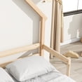 thumbnail image 4 of Miniyam Full Size Floor Bed with Handrails & House-Shaped Headboard for Kids, Natural, 4 of 8