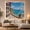 Coastal Windows, variant on Open White Window to Turquoise Beach with Palm Trees, Peaceful Coastal for Beach Lovers, Tropical Seascape Wall Art, Housewarming Gift Tapestry Wall Hanging for Bedroom and Living Room
