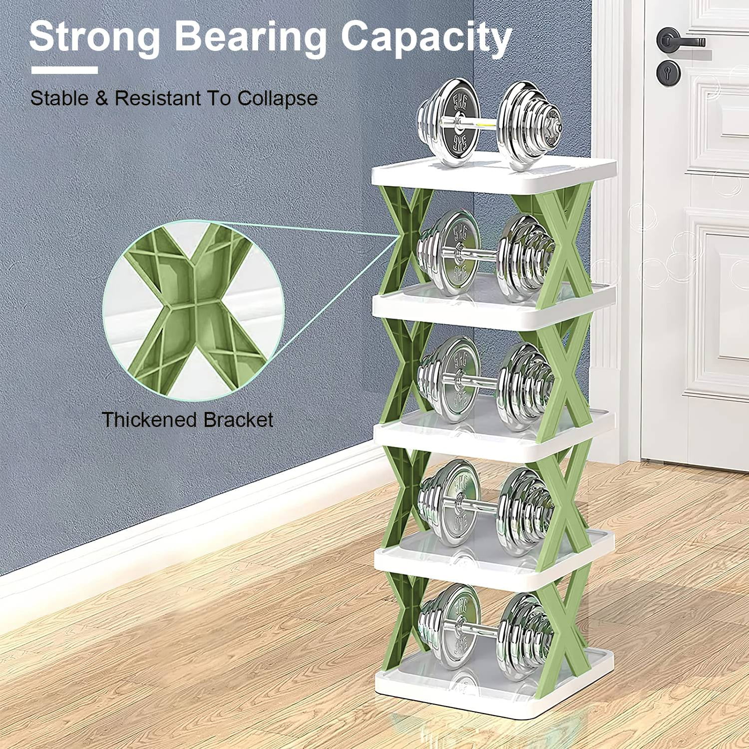 9-Tier Stackable Vertical Shoe Rack TeqHome DIY Narrow Free Standing Shoe Organizer Space Saving for Entryway and Bedroom Blue