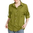 thumbnail image 1 of Timegard Chemises Décontractées pour Femmes à Boutons Col à Revers Manches 3/4 Automne Ample Blouse, 1 of 8