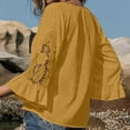 thumbnail image 5 of ZHYou Blouses for Women V Neck Pullover Lace Hollow 3/4 Sleeve Tops Summer Fall Business Casual Shirts,Yellow,Size XL, 5 of 7