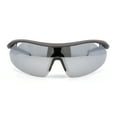 thumbnail image 2 of Mens Half Rim Color Mirror Wrap Around Oversized Shield Sport Sunglasses Brown - Silver Mirror, 2 of 4