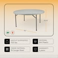 thumbnail image 3 of Hampden Furnishings Premium Seating Plastic Fold in Half Table, 60” Round Indoor/Outdoor, 3 of 11