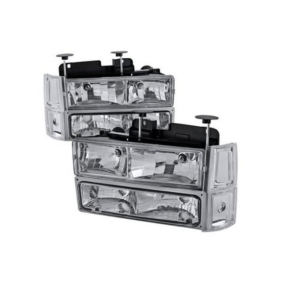 1994-1998 GMC Sierra Euro Headlight with Corner Lights & Bumper Lights - Chrome