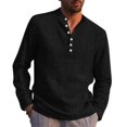 thumbnail image 1 of POINTERTECK Men Solid Round Neck Shirt Loose Long Sleeve Blouse, 1 of 4