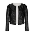 thumbnail image 5 of Voncos Blazers for Women Casual Formal Suit Jacket Fashion Fall Sequin Jacket for Party Cardigan Long Sleeve Outerwear Black L, 5 of 8