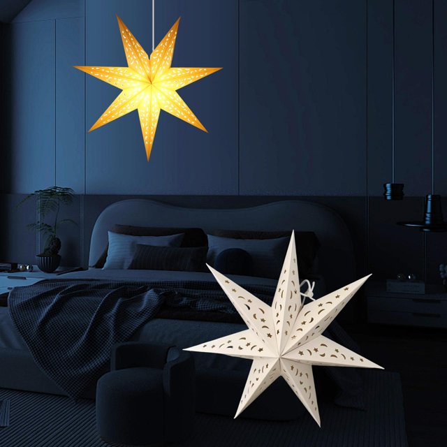 Pantalla de lámpara de estrella hueca, decoración de farol, cadena de luces LED de repuesto, cubierta de pantalla de luz colgante para festivales, 45 centímetros