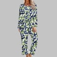 thumbnail image 1 of Puntoco Conjunto de pijama cómodo para mujer, conjunto de pijama con top y pantalones de manga larga con cuello redondo y estampado informal a la moda para mujer, 1 of 5