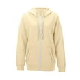 thumbnail image 6 of CFLVAEK Womens Hoodies Zip Up Casual Fall Hooded Sweatshirts Loose Fit Drop Shoulder Long Sleeve Workout Sweatshirt with Pockets Beige XL, 6 of 9