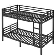 thumbnail image 5 of Twin XL over Twin XL Bunk Bed, Heavy Duty Metal Bunk Bed Frame with Full-Length Guardrails & Ladders, Bedroom Bunk Bed for Teens, Adults, Noise Free, Black, 5 of 8