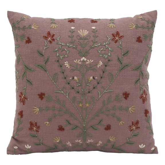 Better Homes & Gardens Block Print/Floral Florence Pillow Cover, Violet Gem, 20x20 inch (1 Unit)