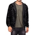 thumbnail image 1 of Chaquetas de lentejuelas Argyle INSPIRE CHIC para hombres, de manga larga, metálicas, brillantes, con capucha, chaqueta disco S negra, 1 of 5