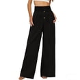 thumbnail image 6 of Hurxie Plus Size Pants for Women Drawstring Waist Wide Leg Palazzo Beach Pants with Pockets Black,L, 6 of 6