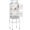 Easyfashion Large Rolling Bird Parrot Cage with Slide-out Tray, Open Top, Light Gray
