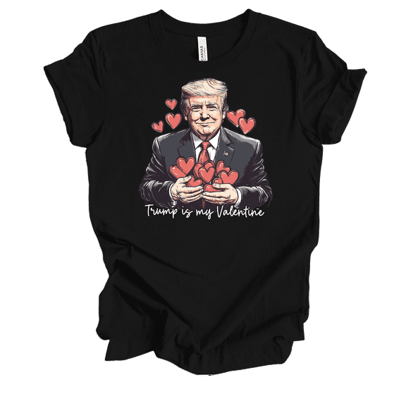 Trenz Shirt Company Women's Funny Trump My Valentine Hearts Short Sleeve T-Shirt-Black-4X-Large
