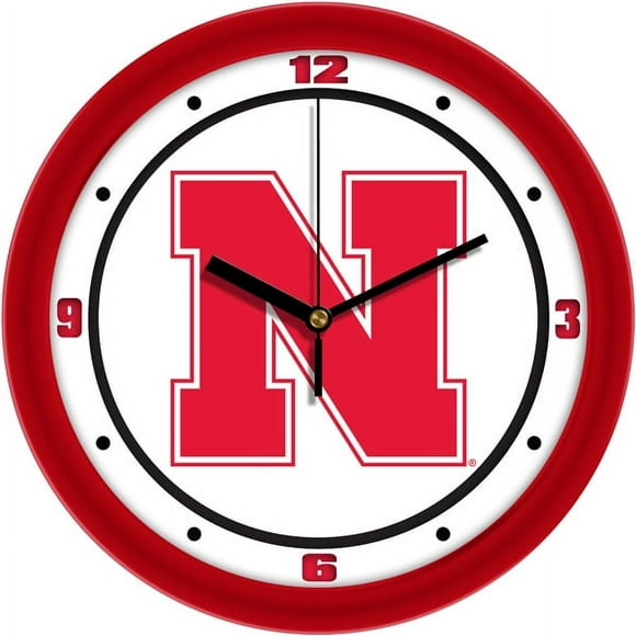 Nebraska Huskers 11.5'' Suntime Premium Glass Face Traditional Logo Wall Clock