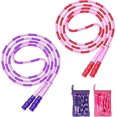 thumbnail image 1 of (Pink Purple)SDIGV Jump Rope, Adjustable Length Tangle-Free Segmented Soft Beaded Skipping Rope, Fitness Jump Rope for Kids, Man, and Women Weight Loss 9.2 Feet, 1 of 5