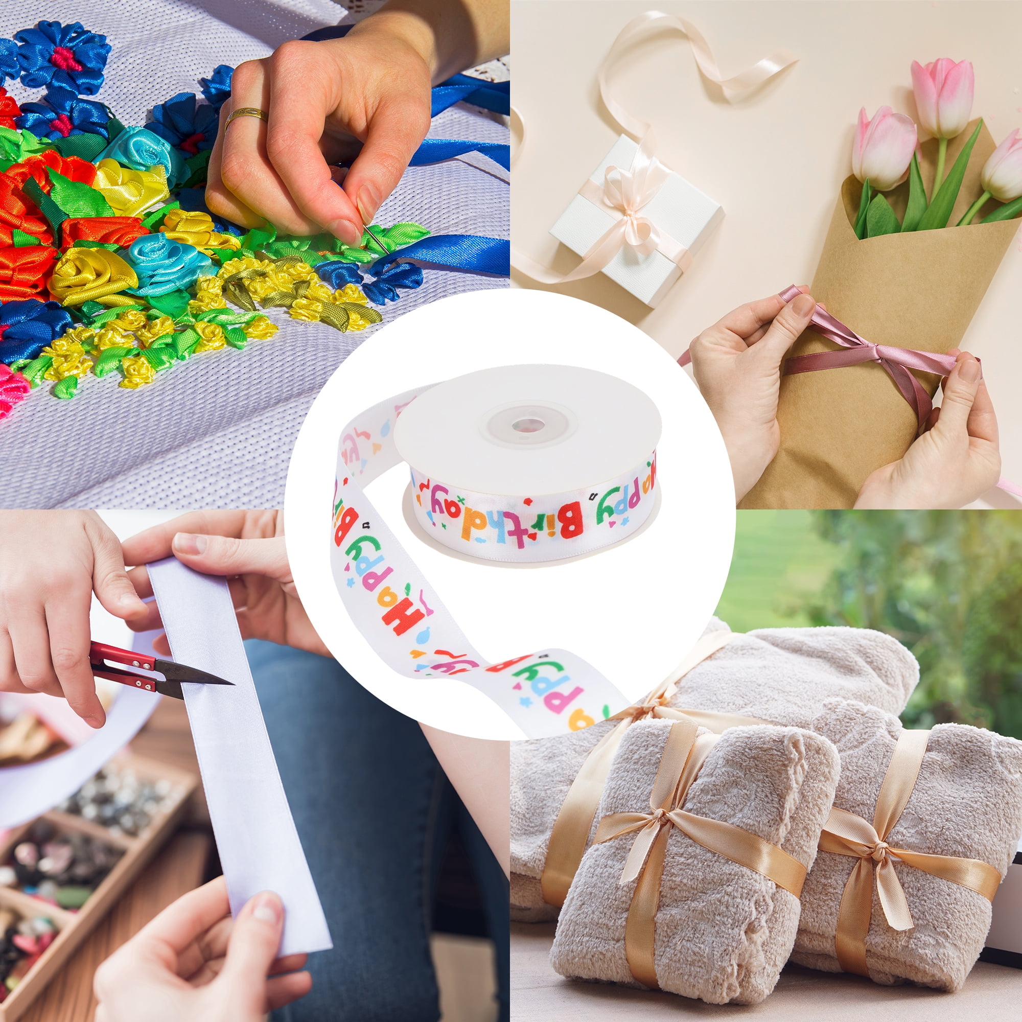 Unique Bargains Reusable Letter Pattern Gift Ribbon 0.98"x72.18' 1Pc [Letter]