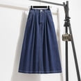 thumbnail image 6 of Jane Wardrobe High Waist Pleated Swing Denim Midi Skirt Women Side Pocket Vintage Jean Skirt Plus Size 1PC M-XXXXL, 6 of 6