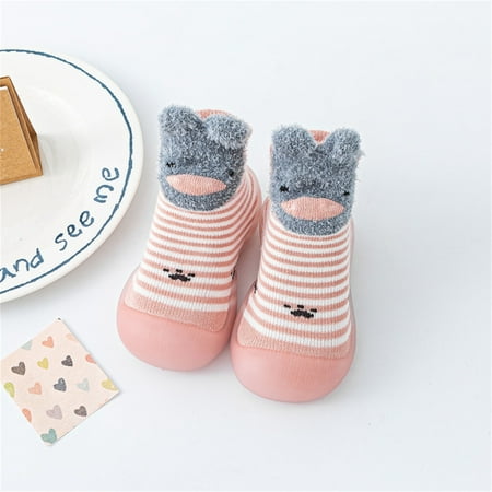

TOWED22 Toddler Sneaker Girls Cartoon Baby Elastic Shoes Toddler First Non-slip Animals Socks Walkers Baby Boys Sneakers Pink