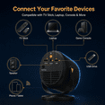 thumbnail image 3 of Mini Projector with WiFi and Bluetooth, Native 1080P Portable Movie Projector, Auto Keystone, 180 Degree Rotating Stand, HDMI USB Type-C for TV Stick, Black Orange, Vamvo, 3 of 7