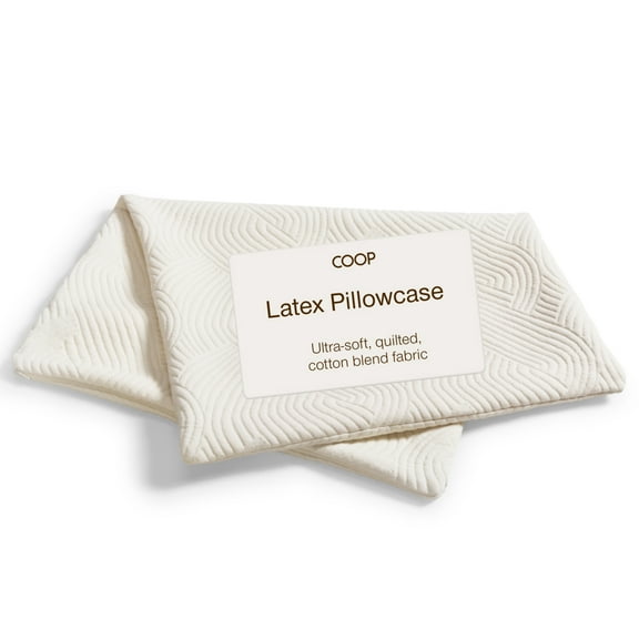 Coop Home Goods Latex Pillow Cover Queen, Ultra-Soft, Breathable Cotton-Blend Pillowcase with Zipper, Machine Washable, Eco-Friendly, Quilted Cover