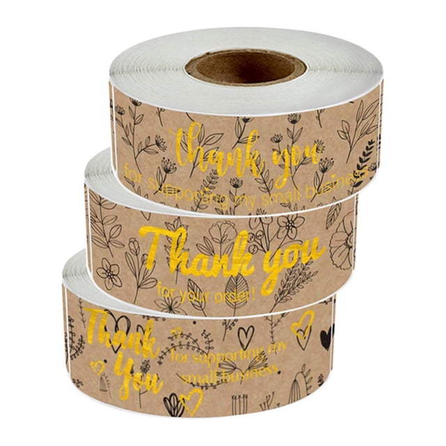 3 de pegatinas de agradecimiento, etiqueta adhesiva de sello, papel artesanal, pegatinas para álbumes de recortes, para sobres, embalaje de Sunnimix gracias pegatinas