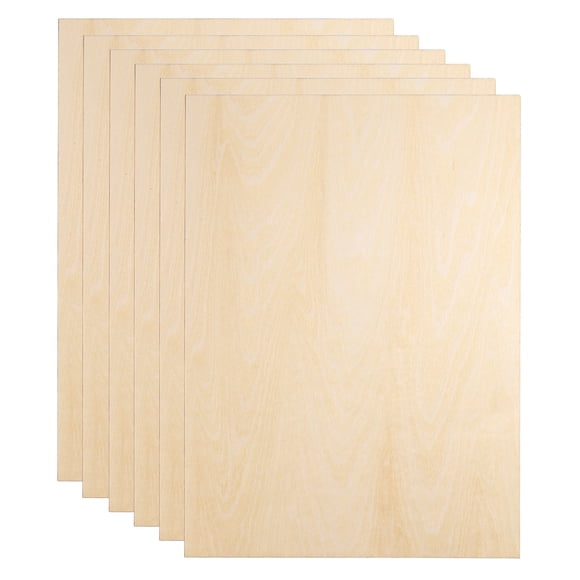 Uxcell 6pcs 2mm Basswood Plywood Sheets 12" x 9" x 3/32" Thin Unfinished Plywood Boards Craft Wood Sheet for Laser CNC Cutting Wood Engraving Burning Drawing Architecture DIY Projects