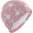 thumbnail image 1 of FYBTO Swimming Cap Rabbits and Hibiscus Unisex Adult FYBTO Polyester, 1 of 4